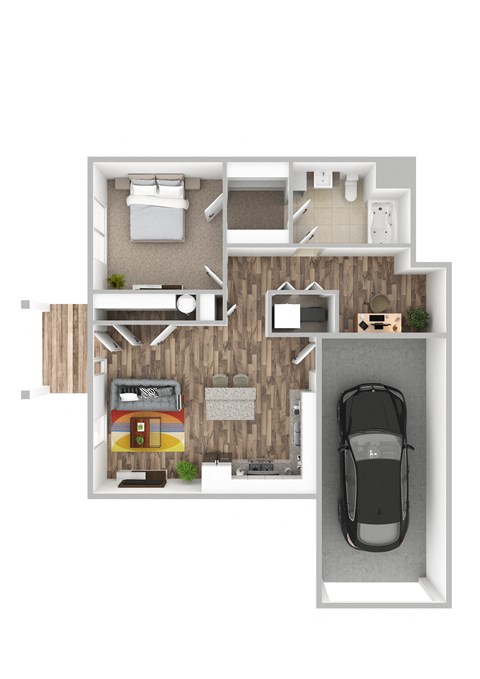 Floor plan for 1 bed, 1 bath, 831 sqft